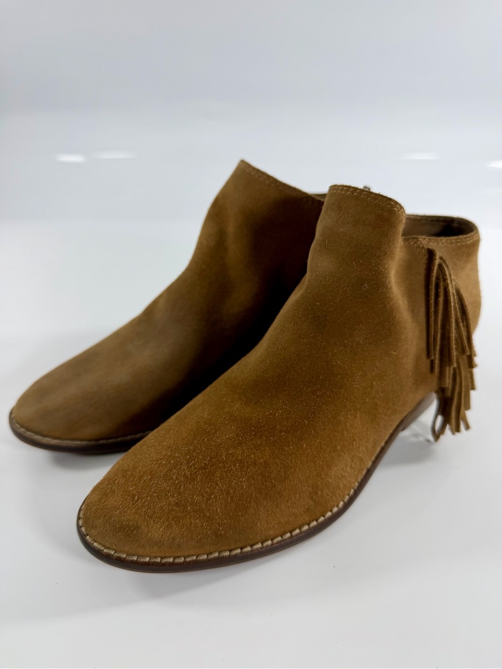 Lucky Brand Felisie Fringe Suede Ankle Booties Brown Leather Size‎ 7.5